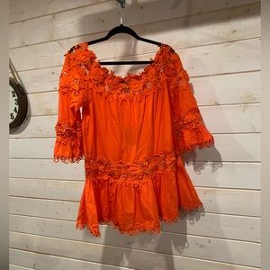 Fashion Concepts | NWT Red Top w Floral Lace